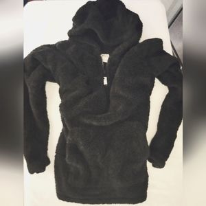 Victorias Secret PINK Women's Large Hooded Black Fleece Jacket